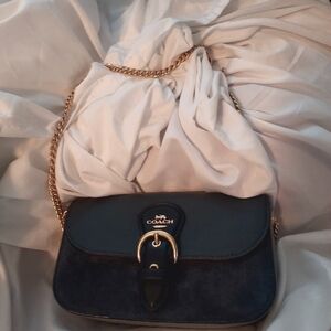 Coach Blue and Gold Crossbody Bag with Elegant Design